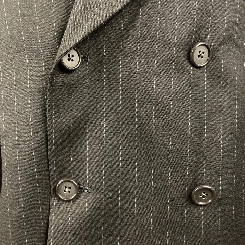 Vintage YSL Men's Black Pinstripe Double-Breasted Blazer